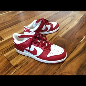 Red and White Nike Dunk Lows Size: 5 Youth / 6.5 W